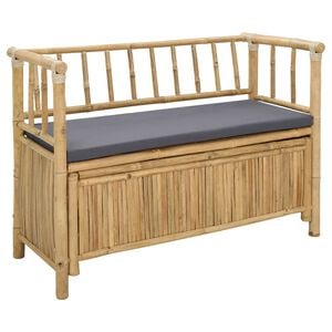 vidaXL Градинска Пейка за Съхранение 110 x 47 x 80 см Бамбук Естествен
