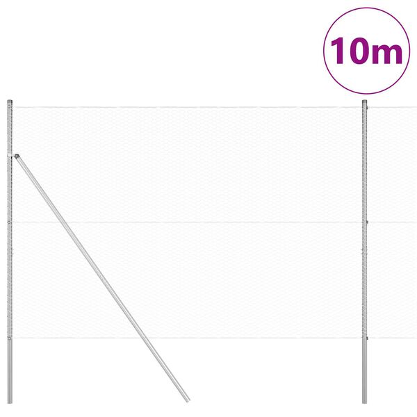 vidaXL Стълб за ограда. Сребрист 10 x 1,5 м (25 мм мрежа) Стомана