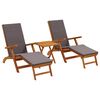 vidaXL Сгъваем и reclining шезлонг 3 бр. Солидно акациево дърво