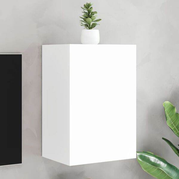 vidaXL Стенен ТB шкаф, бял, 40,5x30x60 см, инженерно дърво