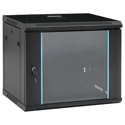 vidaXL 9U Сървърен шкаф за стенен монтаж, 19", IP20, 600x450x510 мм