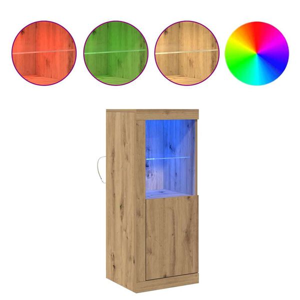 vidaXL LED конзолна маса Кафяво 41 x 37 x 100 см Инженерно дърво