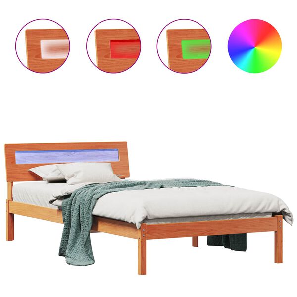 vidaXL Рамка за легло с таблото Кафяво с восъчно покритие 80 x 200 cm