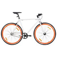 vidaXL Велосипед с фиксирана предавка, бяло и оранжево, 700c, 51 см