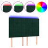 vidaXL LED горна табла за легло, тъмнозелена, 144x5x118/128 см, кадифе