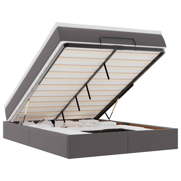 vidaXL Османско легло с матрак сиво 140x190cm изкуствена кожа