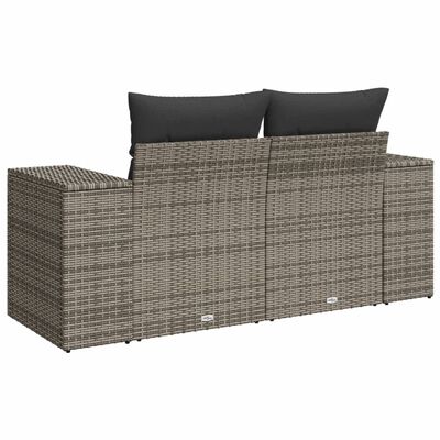 vidaXL Градински диван с възглавници 2-местен сив полиратан