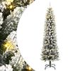vidaXL Изкуствена коледна елха, 150 LED и флокиран сняг, 150 см