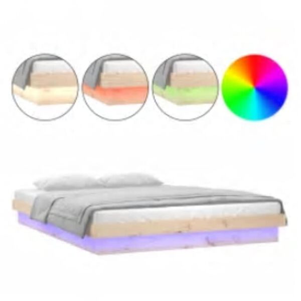 vidaXL Рамка за легло с LED осветление 140x200 см масивно дърво