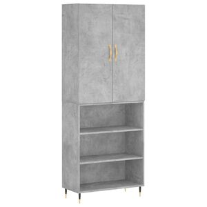 vidaXL Висок шкаф, бетонно сив, 69,5x34x180 см, инженерно дърво