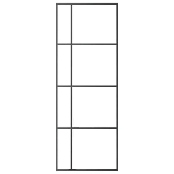 vidaXL Плъзгаща се врата матирано ESG стъкло/алуминий 76x205 см черна