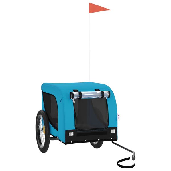 vidaXL Ремарке за колело за любимци синьо черно Оксфорд плат и желязо