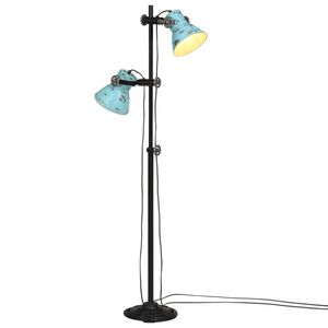 vidaXL Подова лампа 25 W винтидж състарено синьо 25x25x90/140 см E27