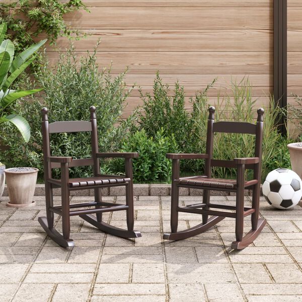 vidaXL Люлеещи се столове за деца 2 бр кафяв масивно дърво топола