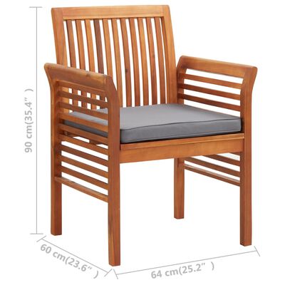 vidaXL Градински трапезен стол с възглавница, акация масив