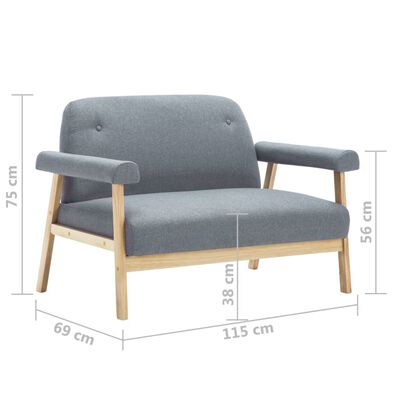 vidaXL Комплект диван и кресло за трима, 2 части, текстил, светлосив