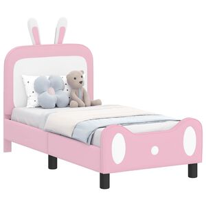 vidaXL Легло за малко с главна дъска Розово 70 x 140 cm PU