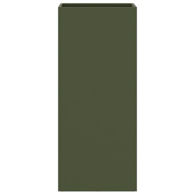 vidaXL Кашпа, маслиненозелена, 32x29x75 см, студеновалцувана стомана