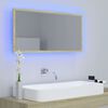 vidaXL LED огледало за баня, дъб сонома, 90x8,5x37 см, акрил