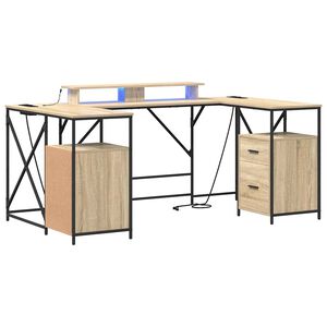 vidaXL Бюро Сонома дъб Инженерна дървесина 182 x 101 x 87,5 см