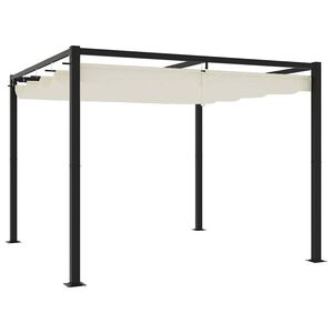 vidaXL Градинска беседка с прибиращ се покрив Cream 3x3 m Steel