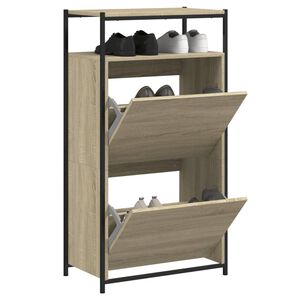 vidaXL Шкаф за обувки, сонома дъб, 60x34x112 см, инженерно дърво