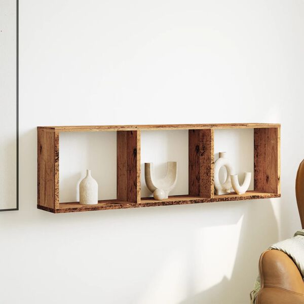 vidaXL Стенен шкаф, 100x16x30 см, старо дърво, инженерно дърво