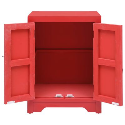 vidaXL Нощно шкафче, червено, 38x28x52 см, дърво от пауловния