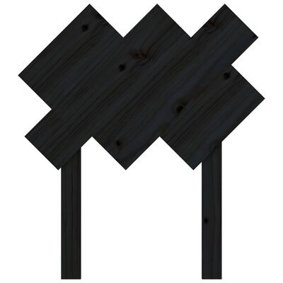 vidaXL Горна табла за легло, черна, 72,5x3x81 см, бор масив
