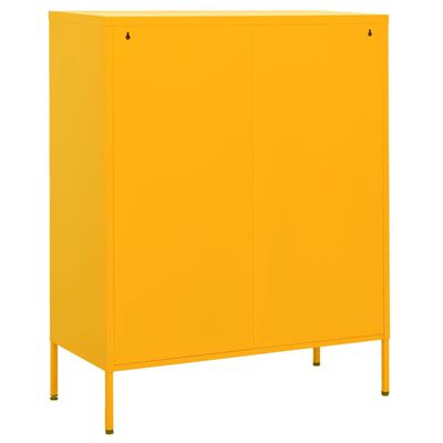 vidaXL Шкаф за съхранение, горчица, 80х35х101,5 см, стомана