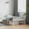 vidaXL Метална рамка за легло с горна и долна табла, бяла, 100x190 см