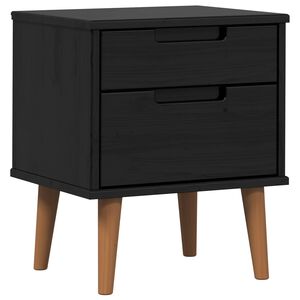 vidaXL Нощен шкаф с чекмедже Черен 40 х 35 х 48 см Масивна боровина