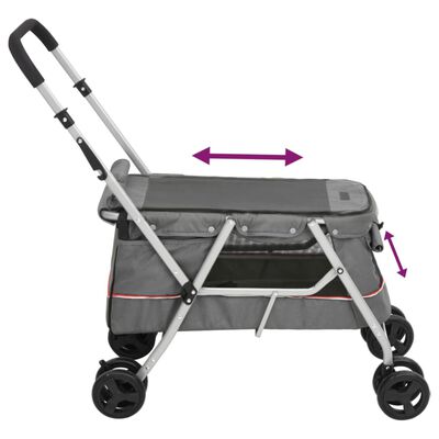 vidaXL Сгъваема количка за кучета, сива, 100x49x96 см, ленен плат