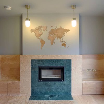 MiMi Innovations Карта на света стенна дърво Luxury кафява 130x78 см