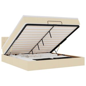 vidaXL Османска легло с матрак и LED, кремаво, 160x200 см, плат