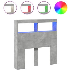 vidaXL Табла шкаф с LED, бетонно сив, 100x17x102 см