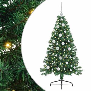 vidaXL Изкуствена коледна елха с подсветка Зелен 120 cm ПВЦ