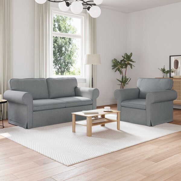 vidaXL Диван 2 pcs Светлосиво 175 x 82 x 80 см текстил