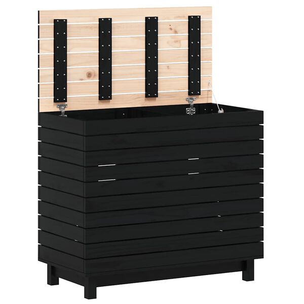 vidaXL Кош за пране, 88,5x44x76 см, борово дърво масив