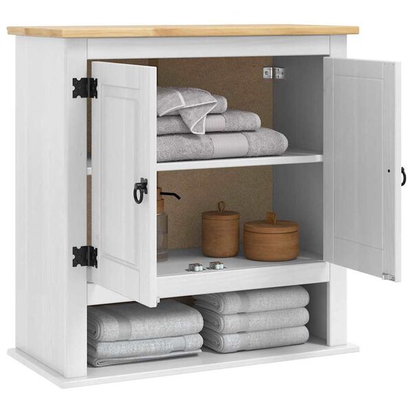 vidaXL Висящ шкаф Corona Бяло 70 x 33 x 71,5 см Солидно борово дърво