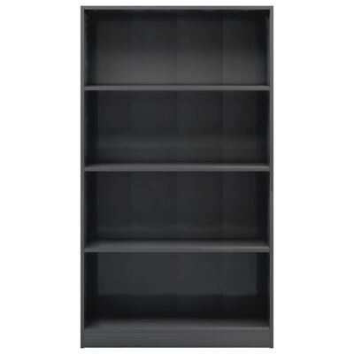 vidaXL 4-етажна библиотека, сив гланц, 80x24x142 см, ПДЧ
