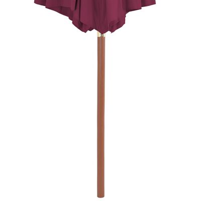 vidaXL Градински чадър с дървен прът, 300 см, бордо