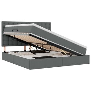 vidaXL Легло с място за съхранение и матрак Тъмен сив 160 x 200 cm