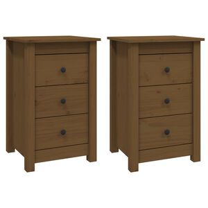 vidaXL Нощни шкафчета, 2 бр, меденокафяви, 40x35x61,5 см, бор масив