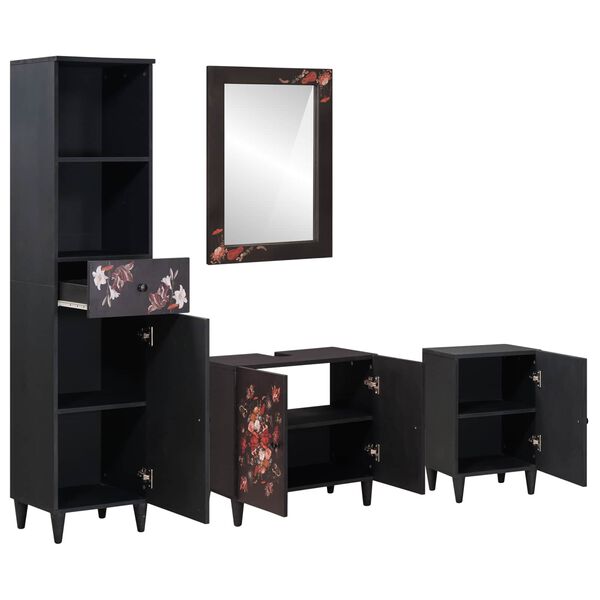 vidaXL Комплект шкафове за баня с чекмедже 4 pcs Солидно мангово дърво