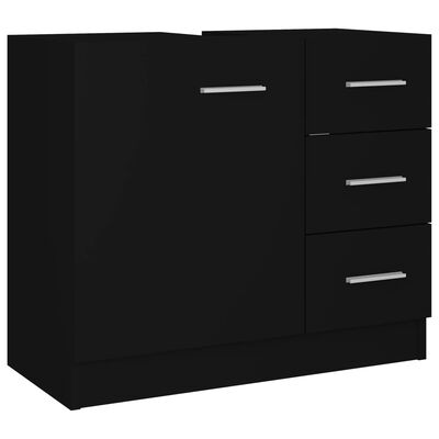 vidaXL Долен шкаф за мивка, черен, 63x30x54 см, ПДЧ