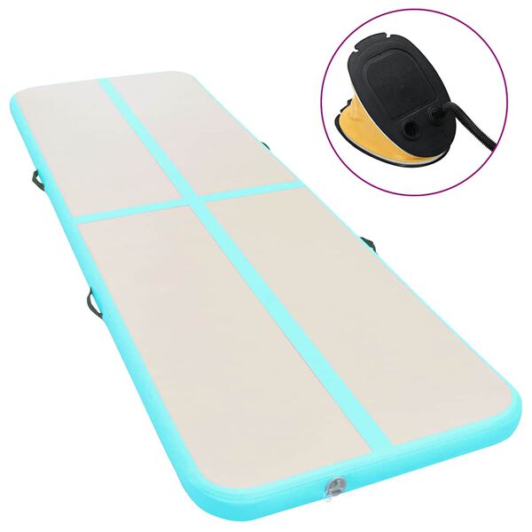 vidaXL Надуваем дюшек за гимнастика с помпа, 500x100x10 см, PVC, зелен