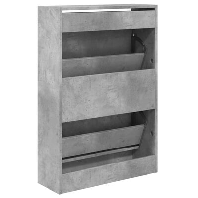 vidaXL Шкаф за обувки, бетонно сив, 60x21x87,5 см, инженерно дърво