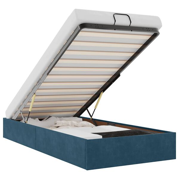 vidaXL Османска рамка за легло без матрак, тъмносиня, 90x200см, кадифе