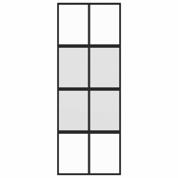 vidaXL Плъзгаща се врата, черна, 76x205 см, закалено стъкло и алуминий